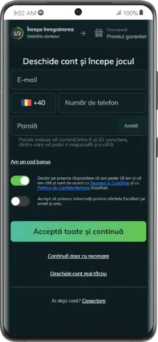 Înregistrare Excelbet